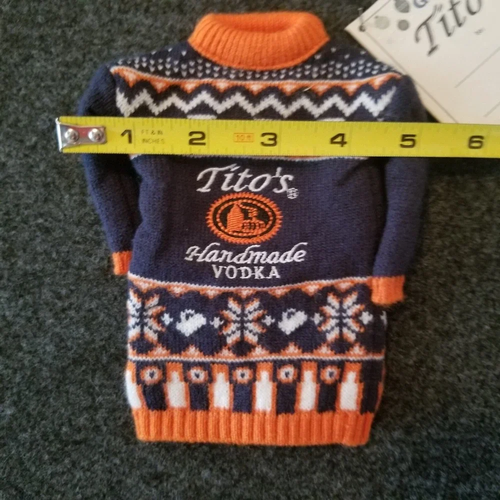 Tito's Handmade Vodka 2022 Mini Holiday Sweater Bottle Topper Gift Tag For 750ML